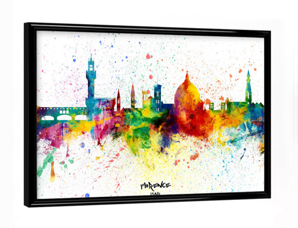 Poster mit schwarzem Rahmen "Florence Italy Skyline Splash" artboxONE - Städte