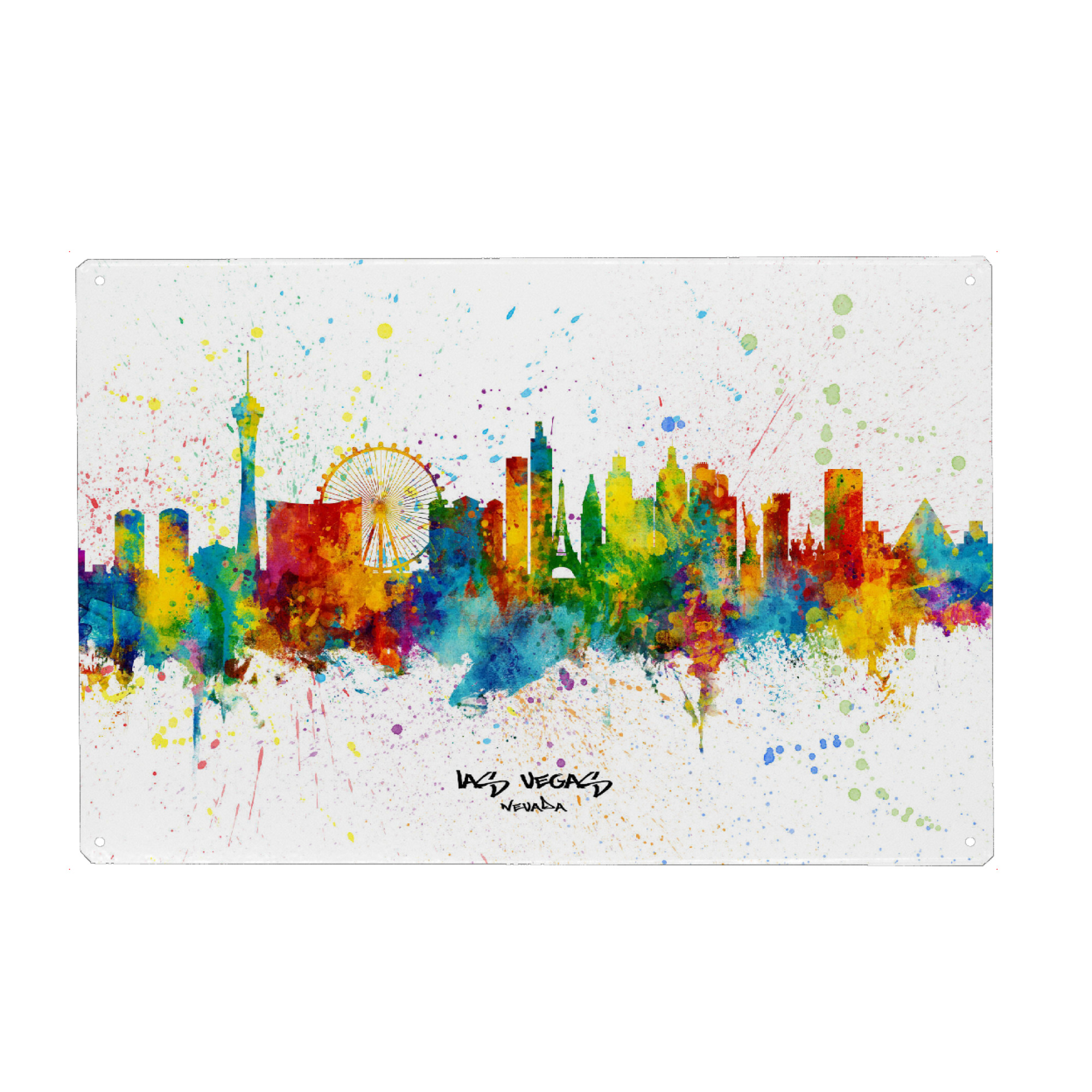 Metall Poster "Las Vegas Nevada Skyline Splash" artboxONE - Städte,Städte / Las Vegas