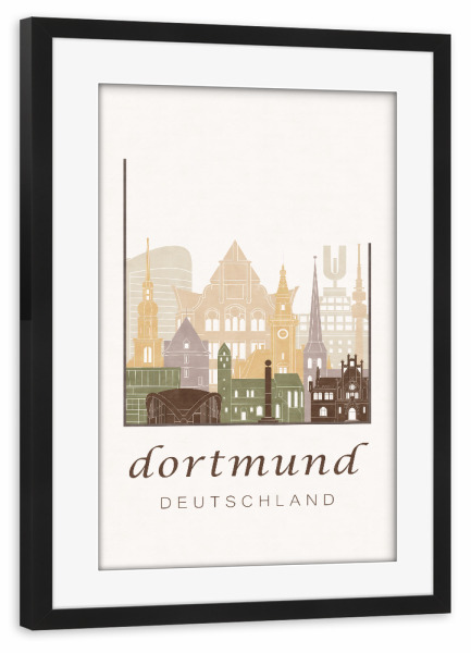 Poster mit Rahmen schwarz "Dortmund skyline rustic" artboxONE - Städte,Architektur
