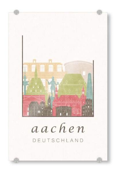 Acrylglasbild "Aachen skyline pastel" artboxONE - Städte,Architektur