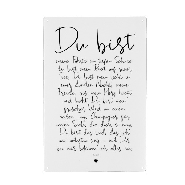 Metall Poster "Du bist - ein Gedicht" artboxONE - Schwarzweiß,Liebe,Für Mama,Für Papa
