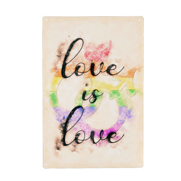 Metall Poster "Liebe ist Liebe - Mann-Mann" artboxONE - Liebe - Homosexuell,Schwul,Lesbisch,Bisexuell,Egal,Coming out,Liebe,Love,Sex - Blechschild