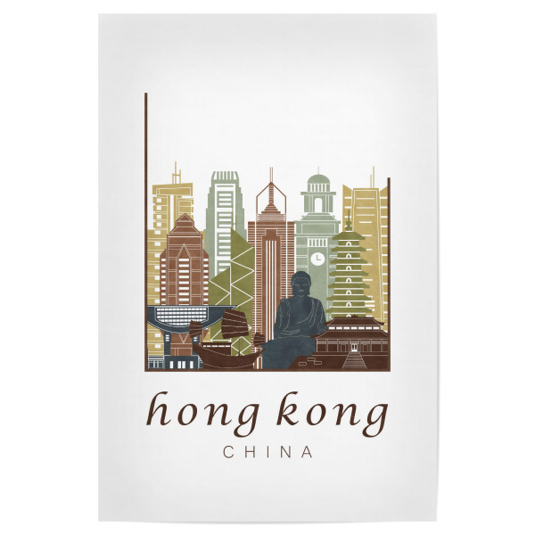 Poster 30x20 cm "Hong Kong skyline light brown" artboxONE - Städte,Architektur