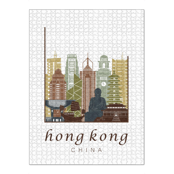 Puzzle Ravensburger "Hong Kong skyline light brown" artboxONE - Städte,Architektur