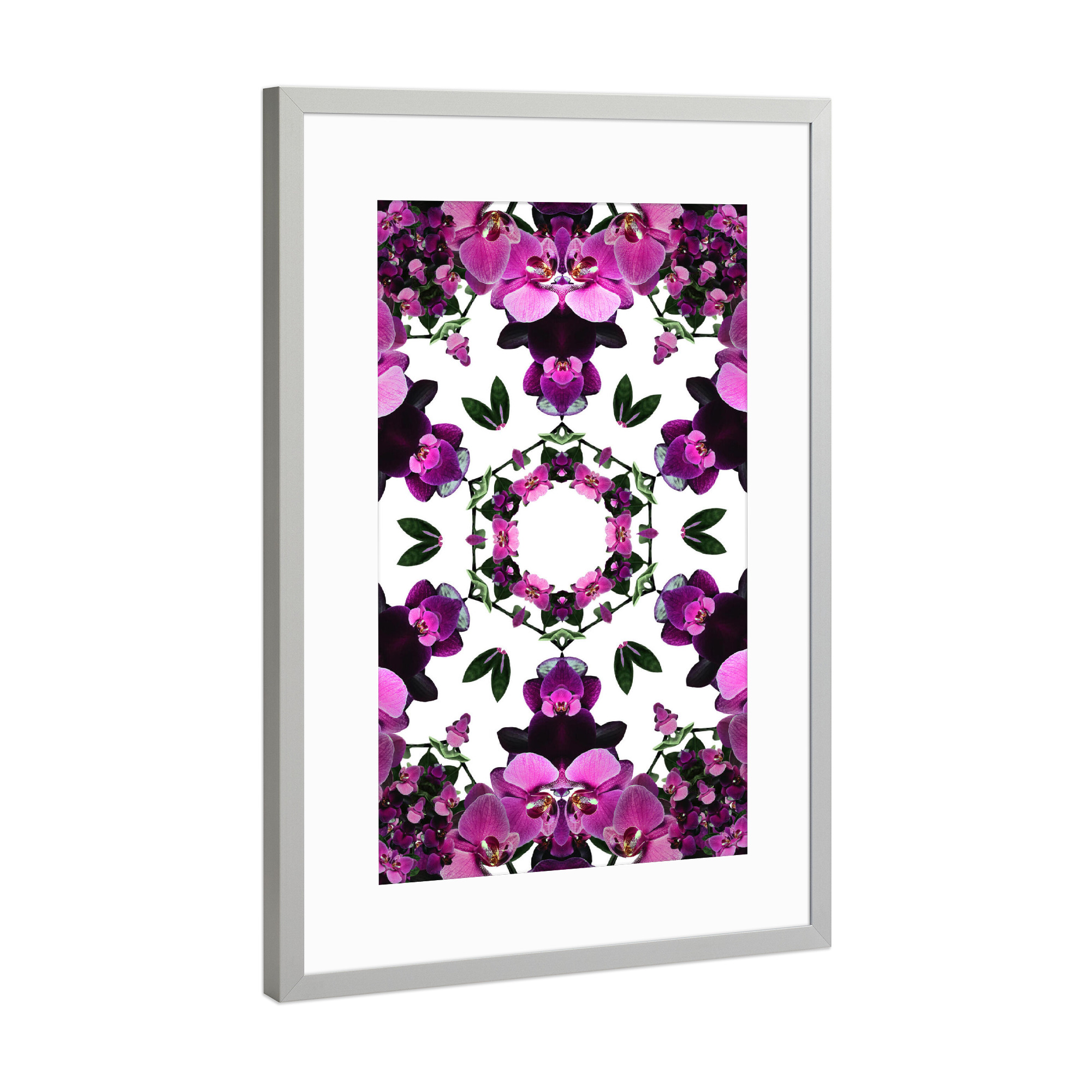Poster mit Rahmen Silber "Sommer-Kaleidoskop" artboxONE - Natur,Floral,Geometrie,Fashion