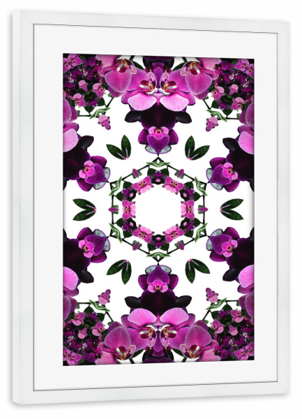 Poster mit Rahmen weiß "Sommer-Kaleidoskop" artboxONE - Natur,Floral,Geometrie,Fashion