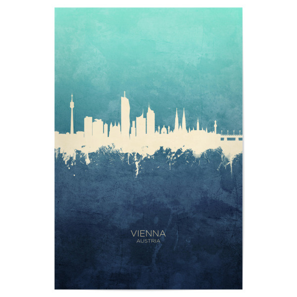 Poster 30x20 cm "Vienna Austria Skyline NavyCyan" artboxONE - Städte,Städte / Wien