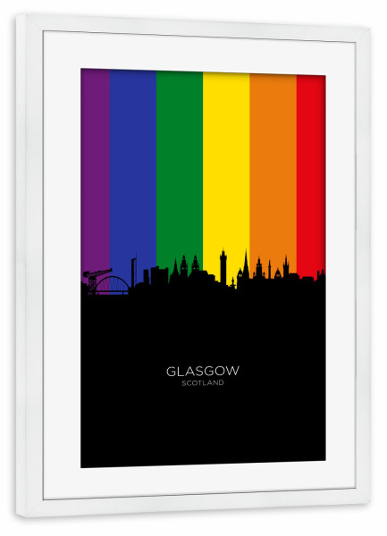 Poster mit Rahmen weiß "Glasgow Scotland Skyline Pride" artboxONE - Städte
