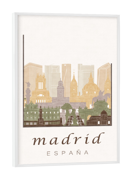 Poster mit weißem Rahmen "Madrid skyline rustic" artboxONE - Städte,Architektur
