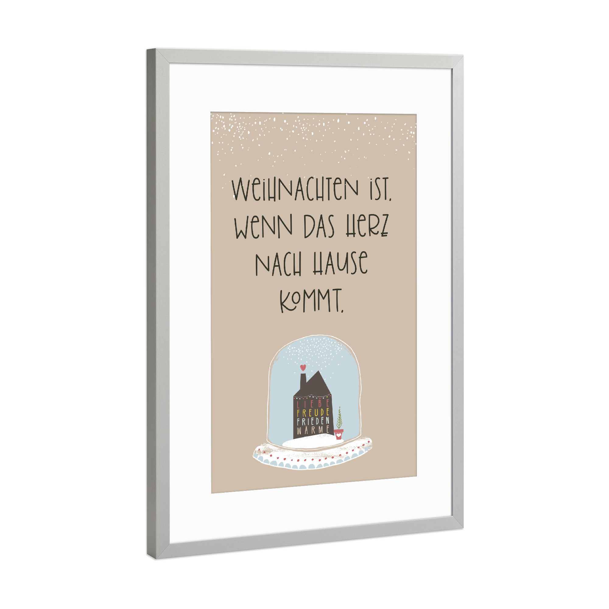 Poster mit Rahmen Silber "Weihnachten ist" artboxONE - Typografie,Liebe,Weihnachten,Für Mama
