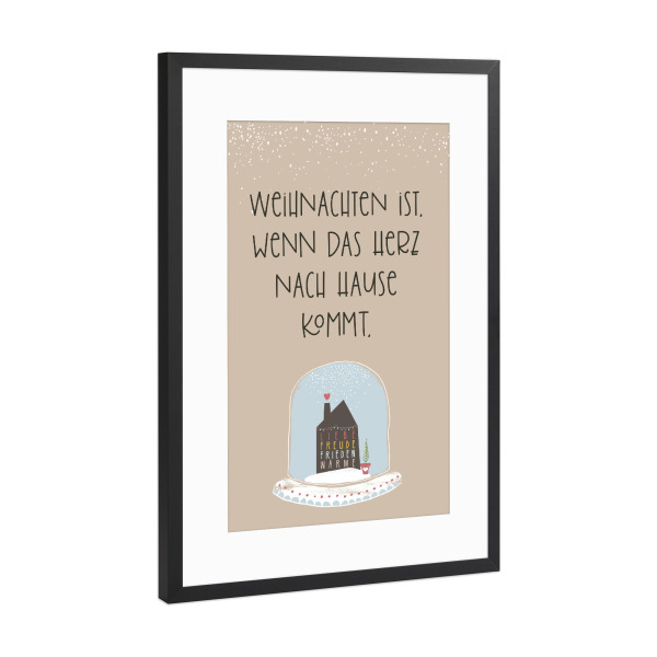 Poster mit Rahmen Schwarz (Metallic) "Weihnachten ist" artboxONE - Typografie,Liebe,Weihnachten,Für Mama