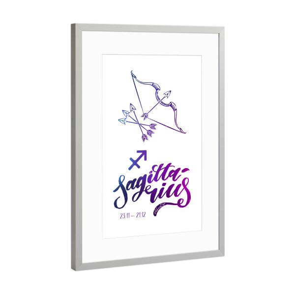 Poster mit Rahmen Silber "Sternzeichen Schütze" artboxONE - Typografie
