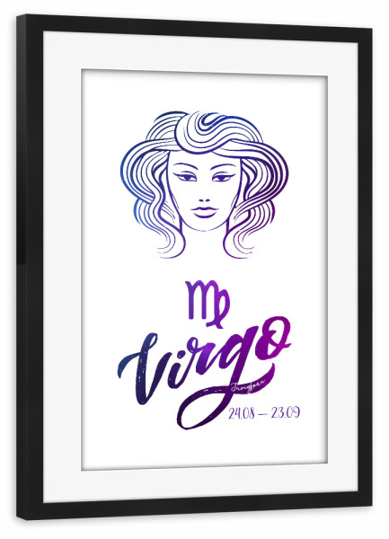 Poster mit Rahmen schwarz "Sternzeichen Jungfrau" artboxONE - Typografie