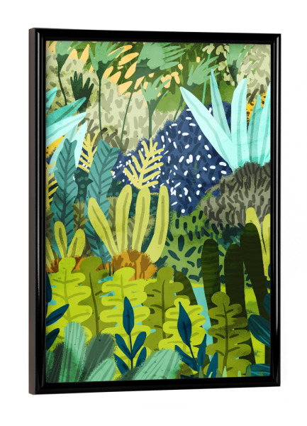 Poster mit schwarzem Rahmen "Wild Jungle Painting, Forest Dark" artboxONE - Natur