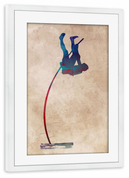 Poster mit Rahmen weiß "Pole vault art" artboxONE - Sport