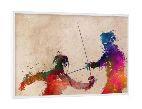 Poster mit weißem Rahmen "Fencing sport art" artboxONE - Sport - Fencing,Player,Sport,Fencing sport,Active,Sports,Team,Training,Fechten,Olympic