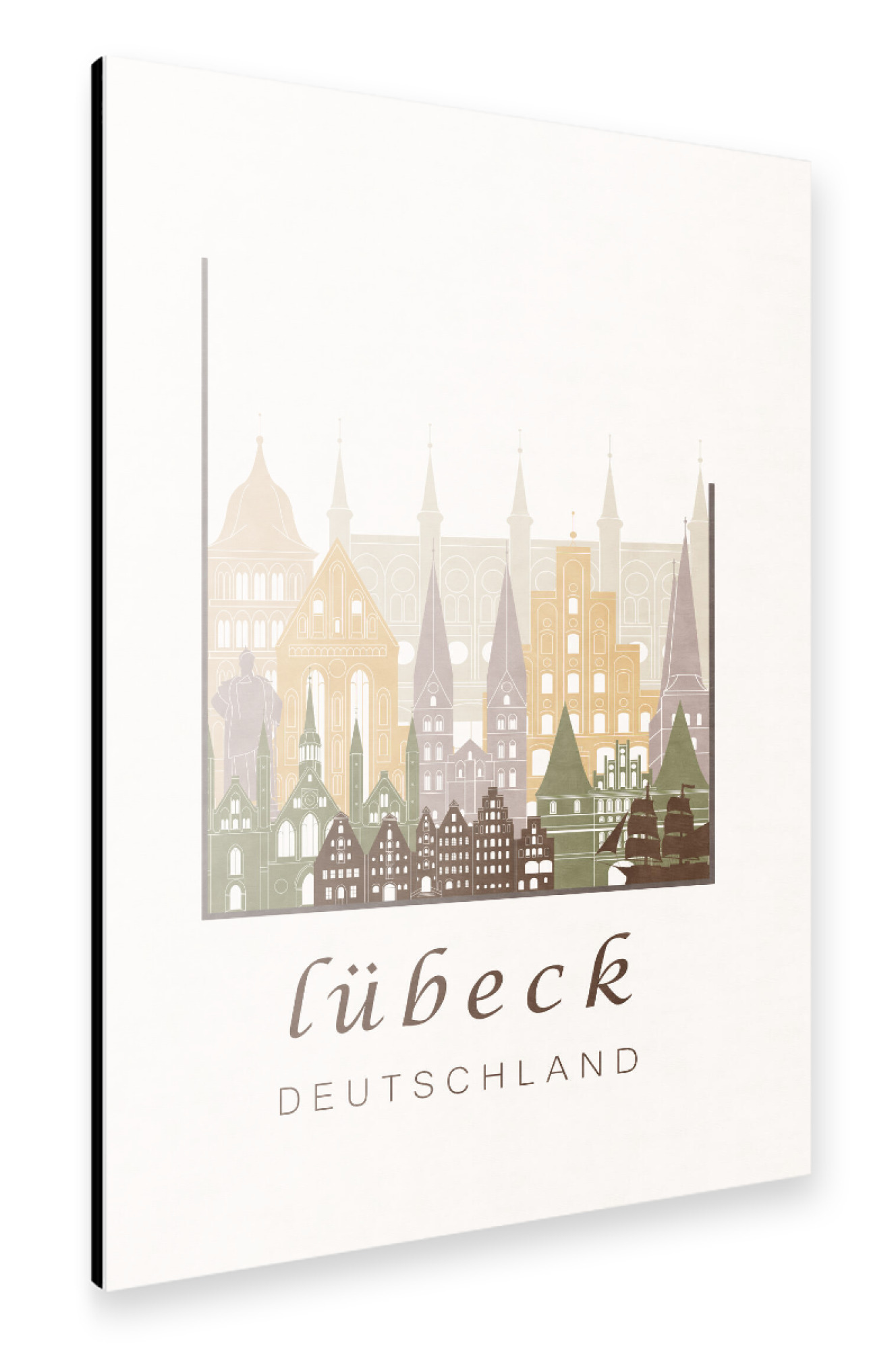 Alu-Dibond "Lubeck skyline rustic" 75x50 cm artboxONE