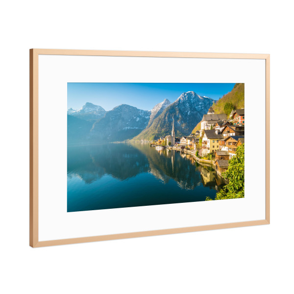 Poster mit Rahmen Kupfer "Sonnenaufgang in Hallstatt" artboxONE - Reise