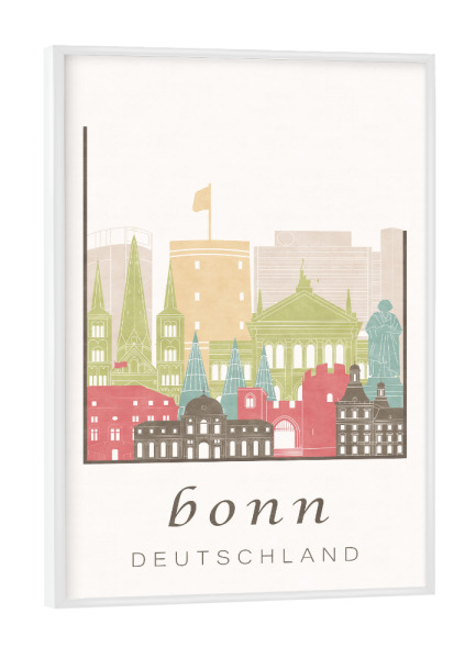 Poster mit weißem Rahmen "Bonn skyline pastel" artboxONE - Städte,Architektur