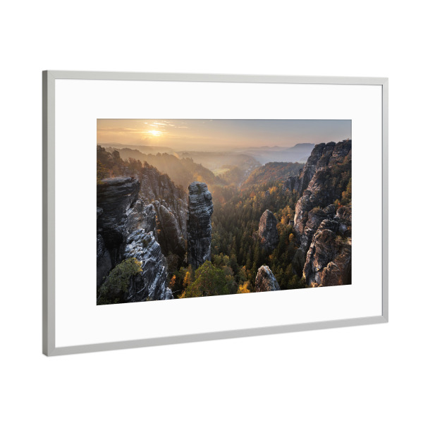 Poster mit Rahmen Silber "Herbst in der Sächsischen Schweiz" artboxONE - Städte,Natur,Reise,Städte / Dresden