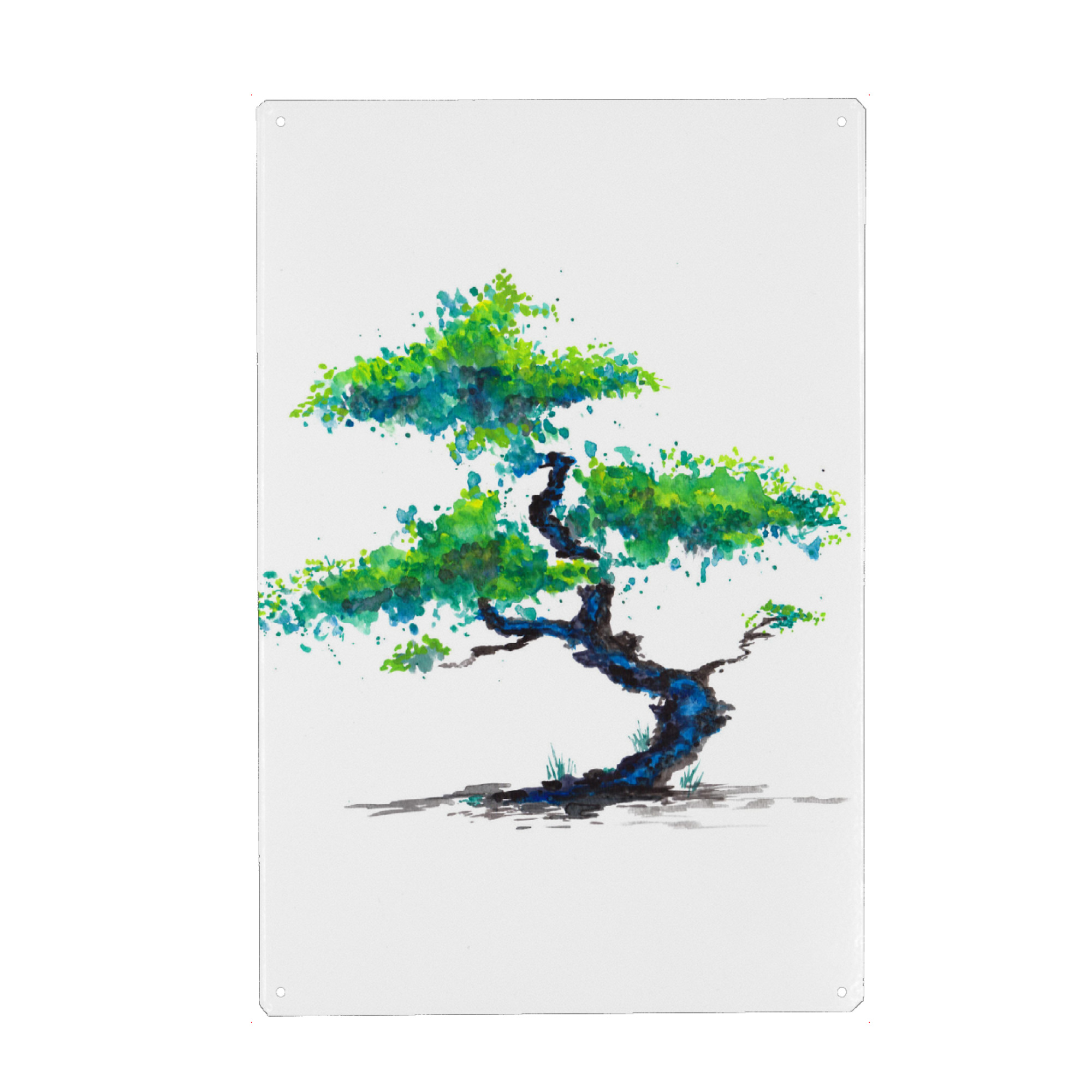 Holzbild "Blauer Bonsai" artboxONE - Natur,Floral