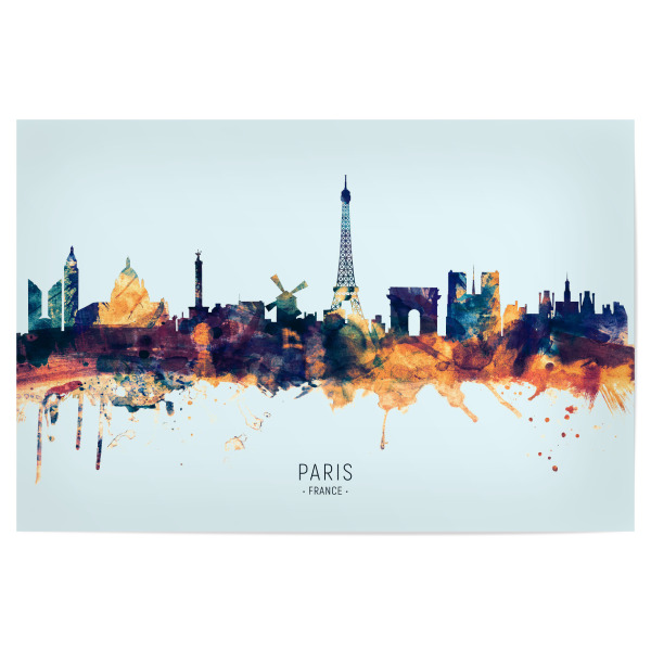 Poster 30x20 cm "Paris France Skyline BlueOrange" artboxONE - Städte,Städte / Paris