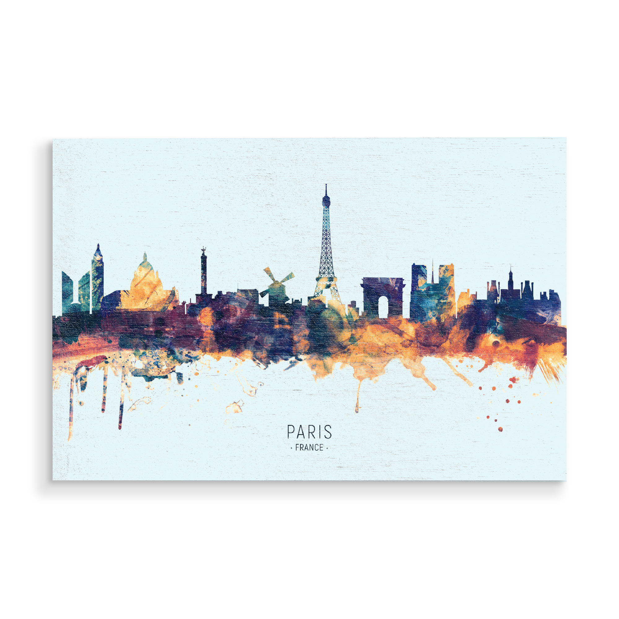 Holzbild "Paris France Skyline BlueOrange" artboxONE - Städte,Städte / Paris