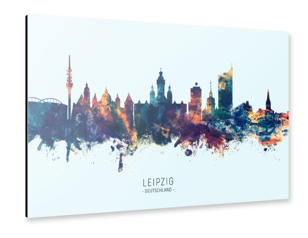 Alu-Dibond "Leipzig Germany Skyline BlueOrange" 30x20 cm artboxONE