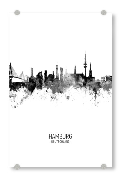 Acrylglasbild "Hamburg Germany Skyline BW" artboxONE - Städte,Städte / Hamburg,Schwarzweiß