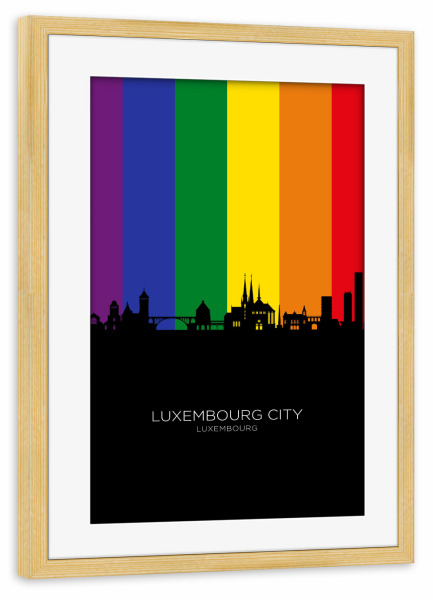 Poster mit Rahmen kiefer "Luxembourg City Skyline Pride" artboxONE - Städte
