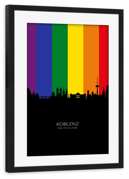 Poster mit Rahmen schwarz "Koblenz Germany Skyline Pride" artboxONE - Städte