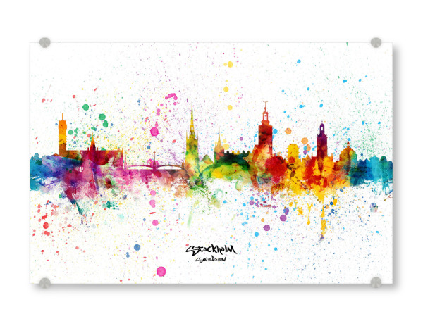 Acrylglasbild "Stockholm Sweden Skyline Splash" artboxONE - Städte,Städte / Stockholm