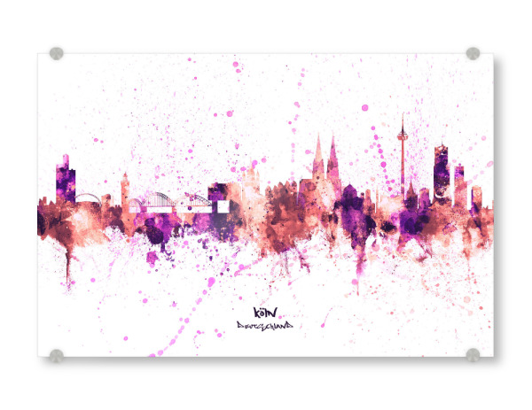Acrylglasbild "Cologne Germany Skyline RosePink" artboxONE - Städte,Städte / Köln