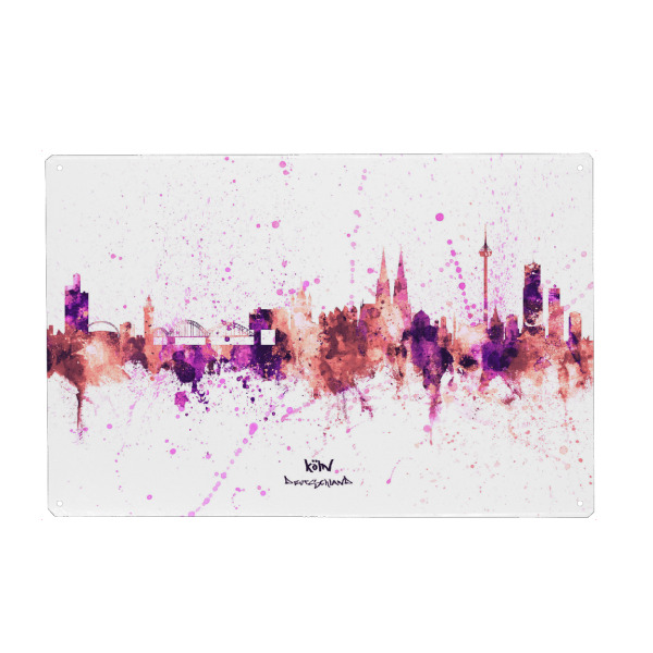Holzbild "Cologne Germany Skyline RosePink" artboxONE - Städte,Städte / Köln