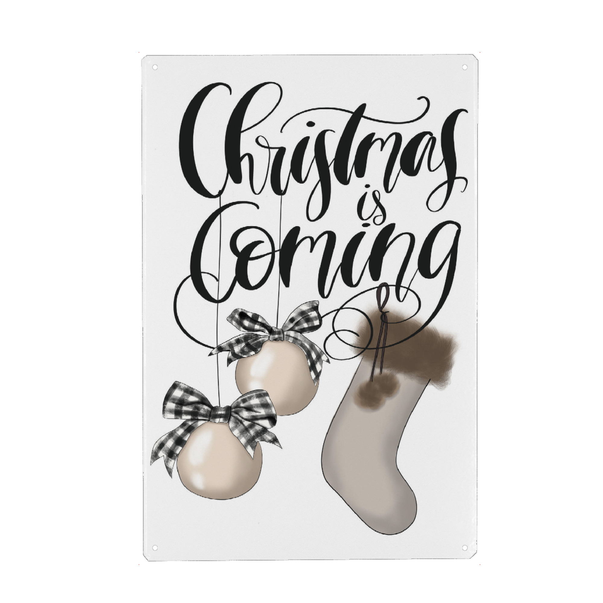 Metall Poster "Christmas Coming" artboxONE - Typografie,Weihnachten,Festivals,Lustig