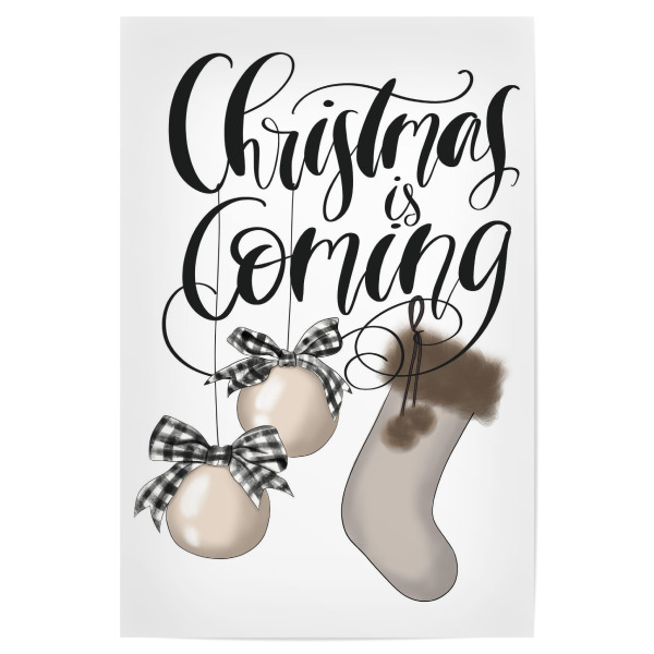 Poster 30x20 cm "Christmas Coming" artboxONE - Typografie,Weihnachten,Festivals,Lustig