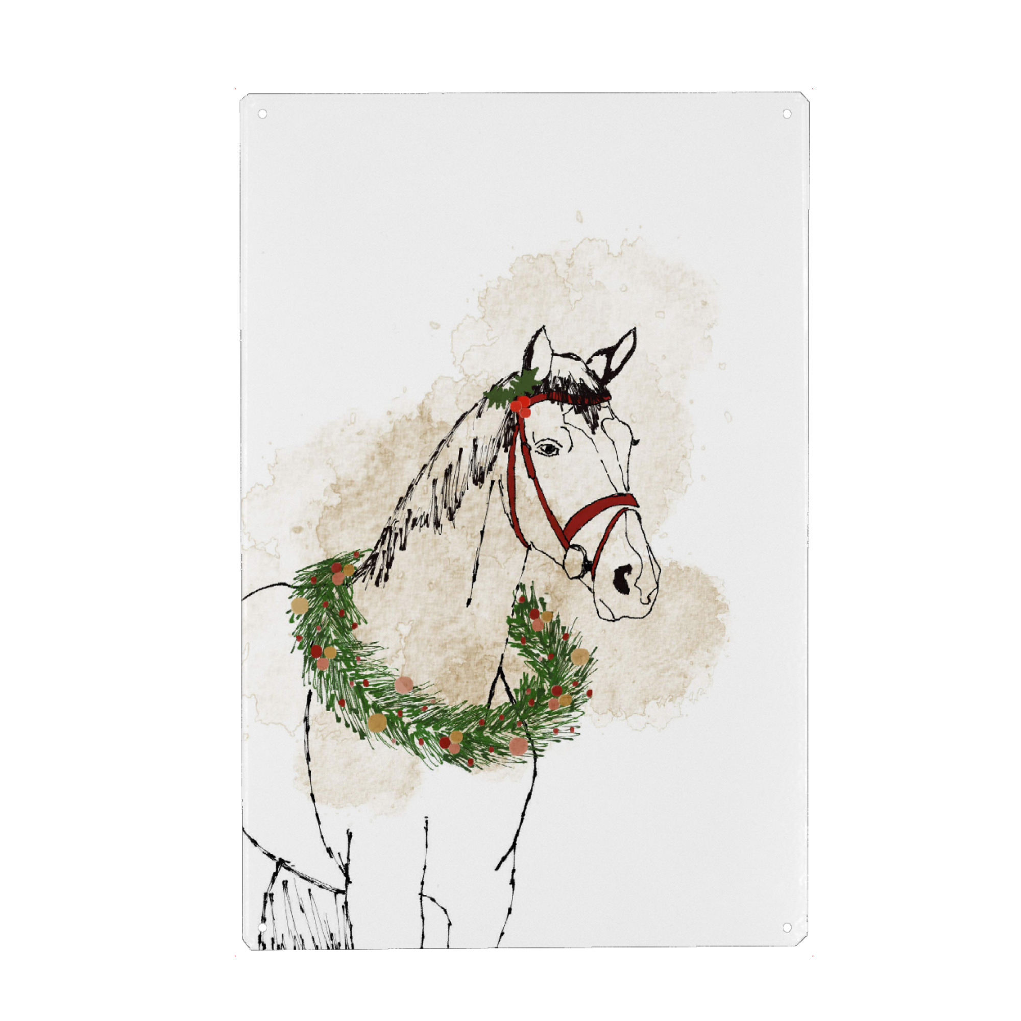 Metall Poster "Christmas horse" artboxONE - Natur,Tiere,Weihnachten