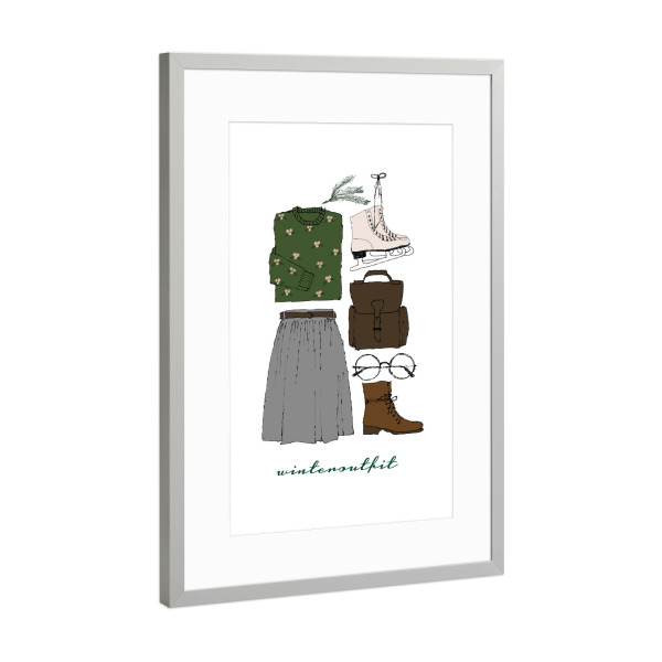 Poster mit Rahmen Silber "Your winteroutfit" artboxONE - Typografie,Fashion