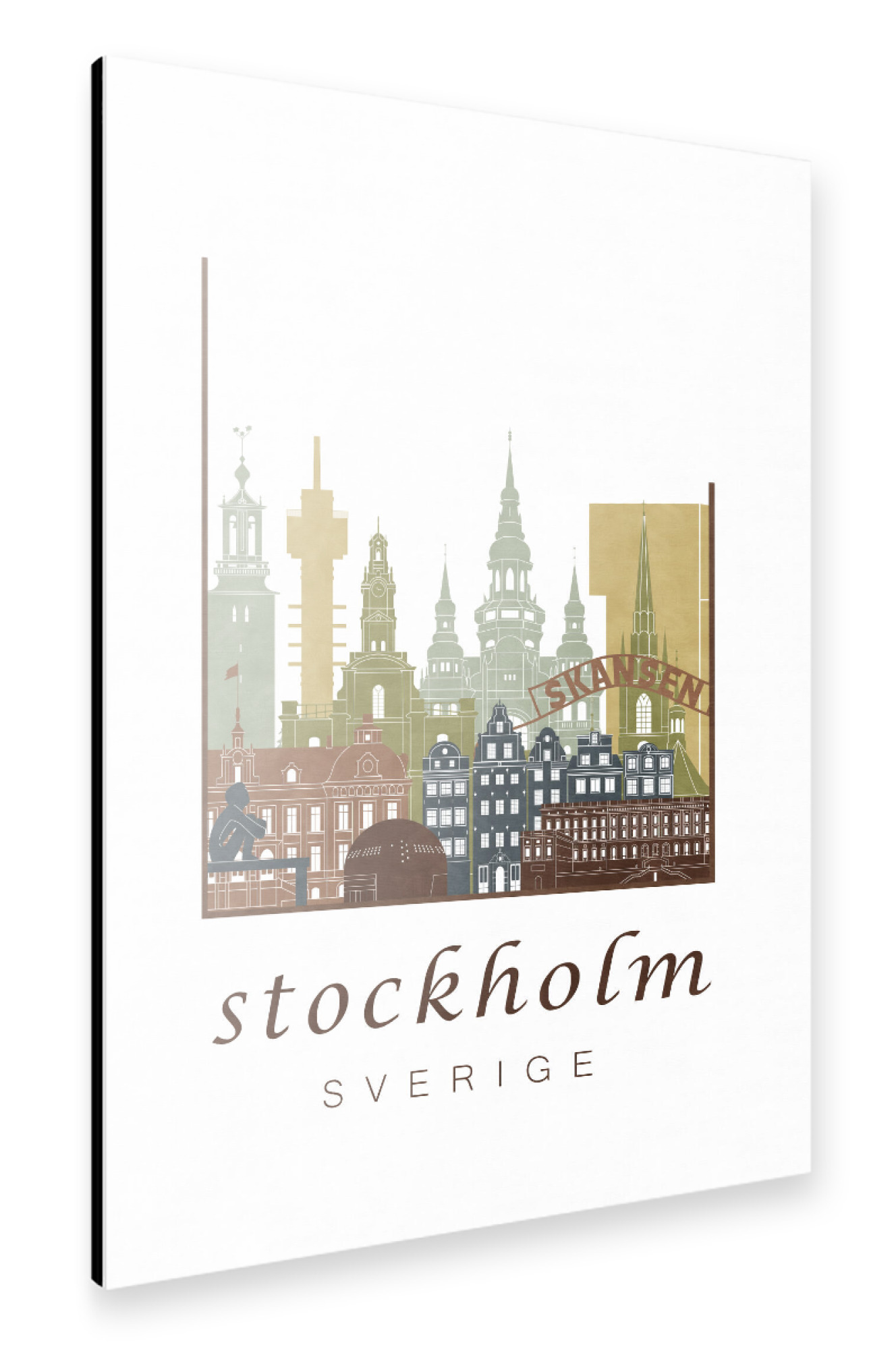 Alu-Dibond "Stockholm skyline light brown" 30x20 cm artboxONE