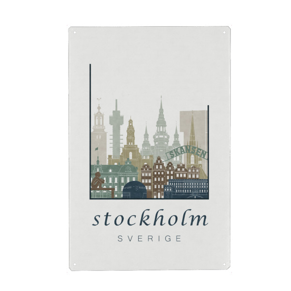 Metall Poster "Stockholm skyline light blue" artboxONE - Städte,Architektur,Städte / Stockholm