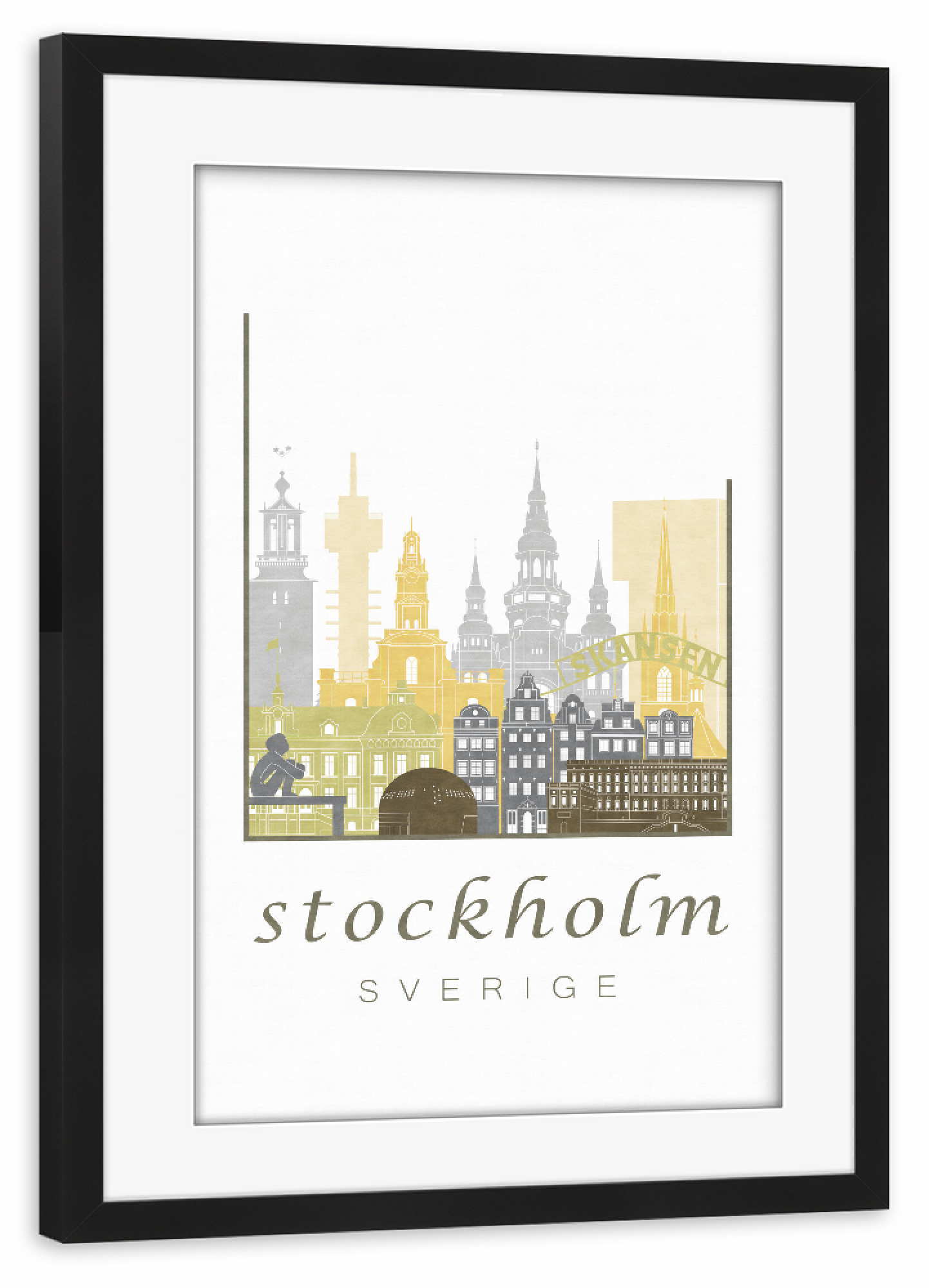 Poster mit Rahmen schwarz "Stockholm skyline desert" artboxONE - Städte,Architektur,Städte / Stockholm