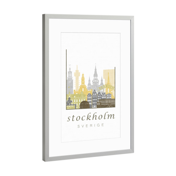 Poster mit Rahmen Silber "Stockholm skyline desert" artboxONE - Städte,Architektur,Städte / Stockholm