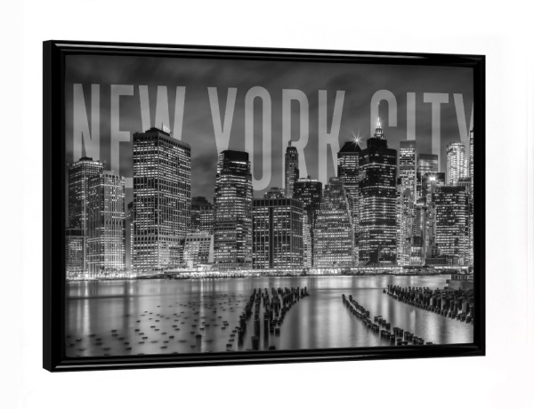 Poster mit schwarzem Rahmen "NEW YORK CITY Skyline Monochrom" artboxONE - Städte,Städte / New York,Schwarzweiß