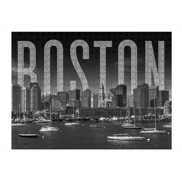 Puzzle Ravensburger "BOSTON Skyline Typografie" artboxONE - Städte,Schwarzweiß,Städte / Boston