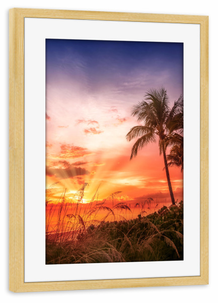 Poster mit Rahmen kiefer "BONITA BEACH Sonnenuntergang" artboxONE - Natur,Reise / Strand und Meer