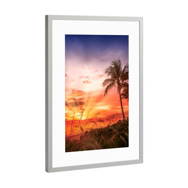 Poster mit Rahmen Silber "BONITA BEACH Sonnenuntergang" artboxONE - Natur,Reise / Strand und Meer