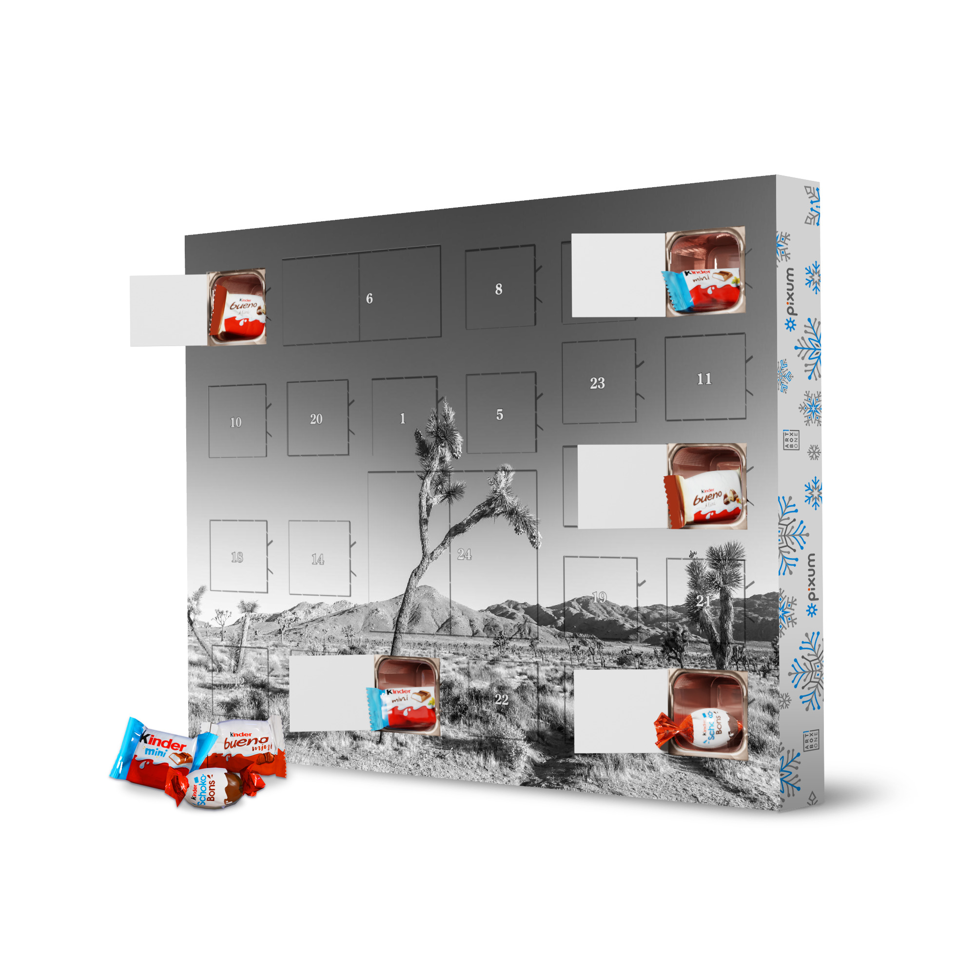 Adventskalender XXL mit Produkten von Kinder Joshua Tree Wüstenlandschaft artboxONE Adventskalender Natur