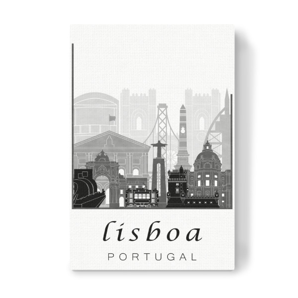 Leinwandbild "Lisbon skyline black white" artboxONE - Städte,Schwarzweiß,Architektur