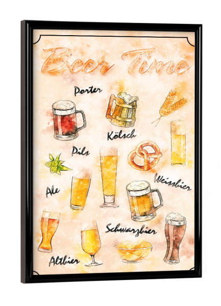 Poster mit schwarzem Rahmen "Zeit für Bier" artboxONE - Essen & Trinken / Alkohol