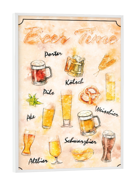 Poster mit weißem Rahmen "Zeit für Bier" artboxONE - Essen & Trinken / Alkohol
